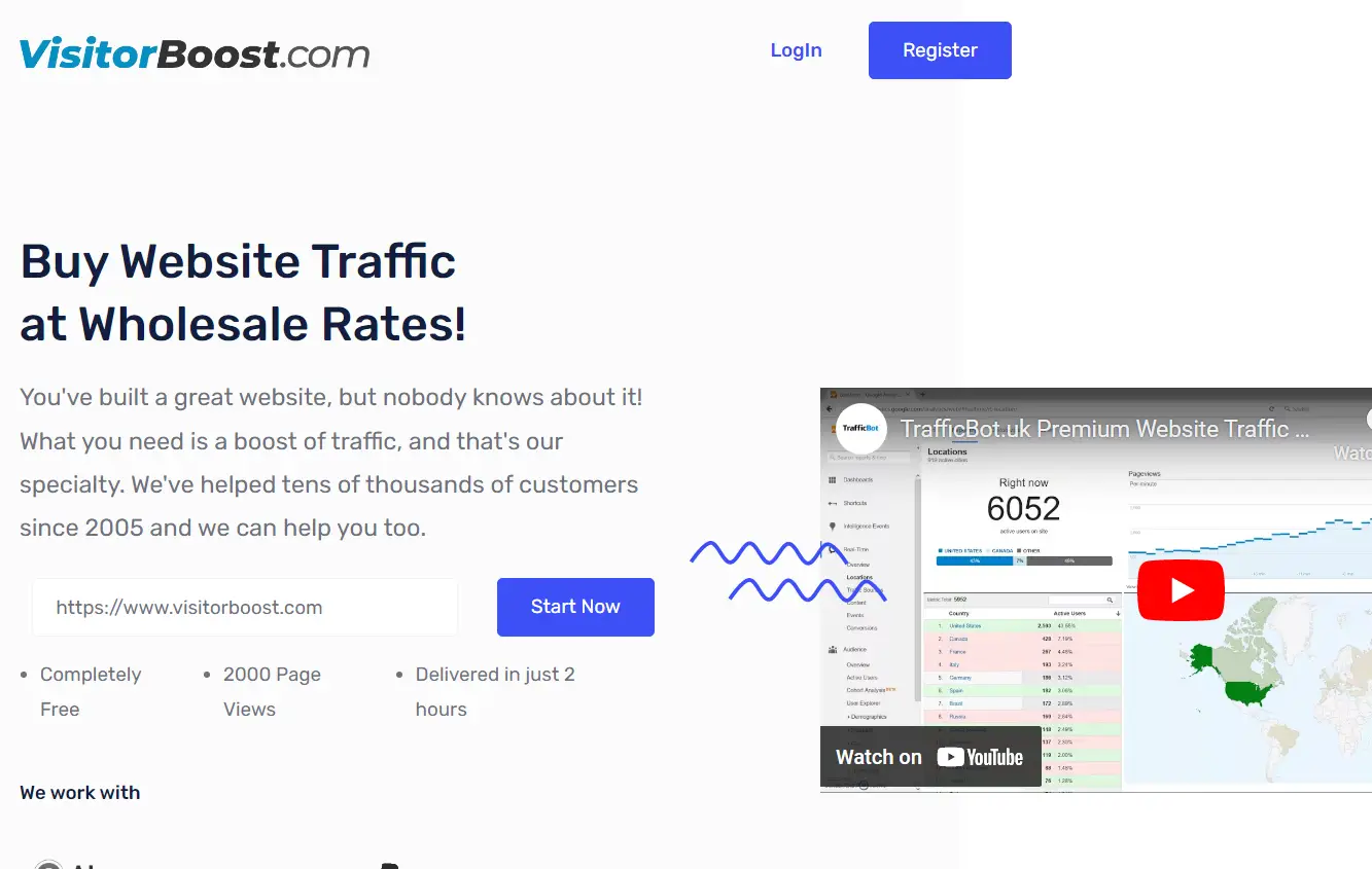 VisitorBoost landing page.
